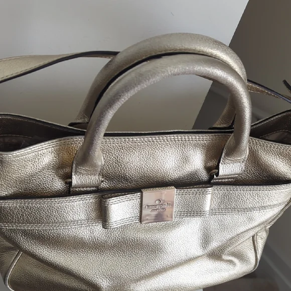 Kate Spade Gold Shoulder Bag Metallic Finish & Care Card Included 10Lx14W - Picture 5 of 17
